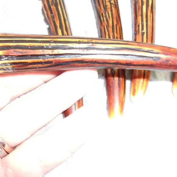 COPY - H-96 SET OF 6 CROWN CREST FAUX ANTLER BAKELITE HANDLE STEAK KNIVES - Picture 5 of 8